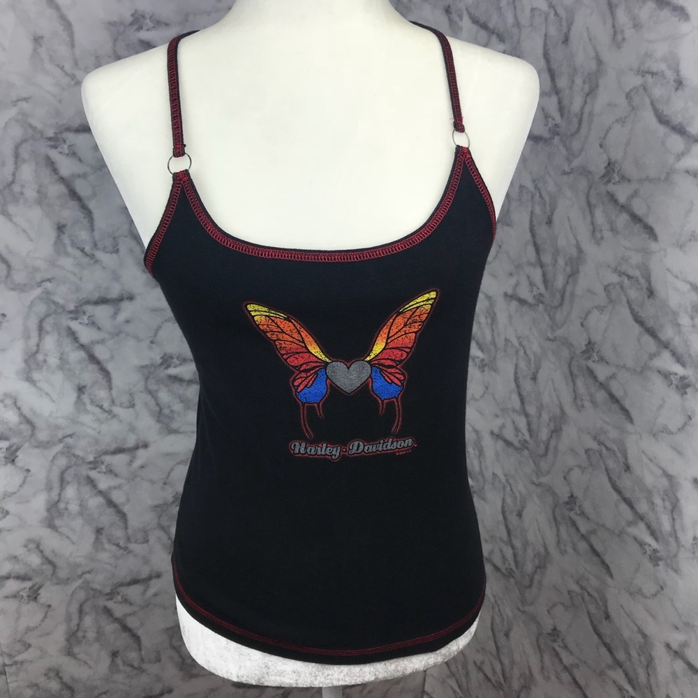 Vintage Harley Davidson Butterfly Graphic Tank LG